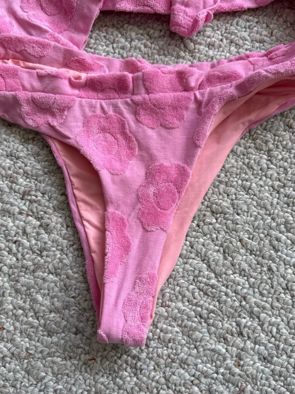 Frankie's Bikinis Pink Textured Floral Button-Front Top & Bikini Bottoms